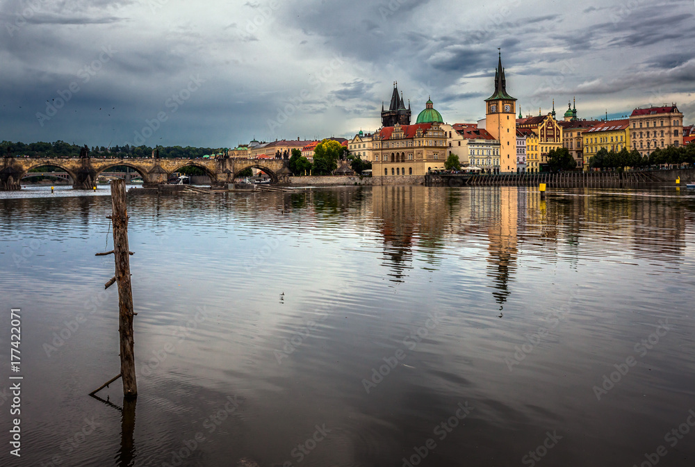 View of the Vltava River. Prague. Czech Republic.