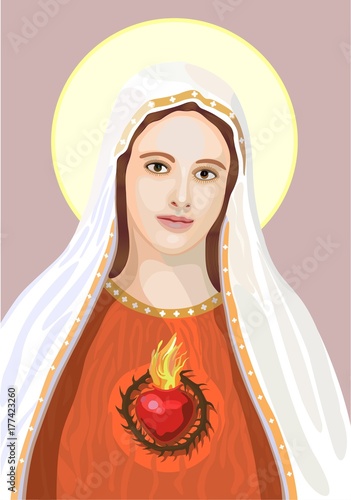 Virgin Mary with the symbol of her Immaculate Heart