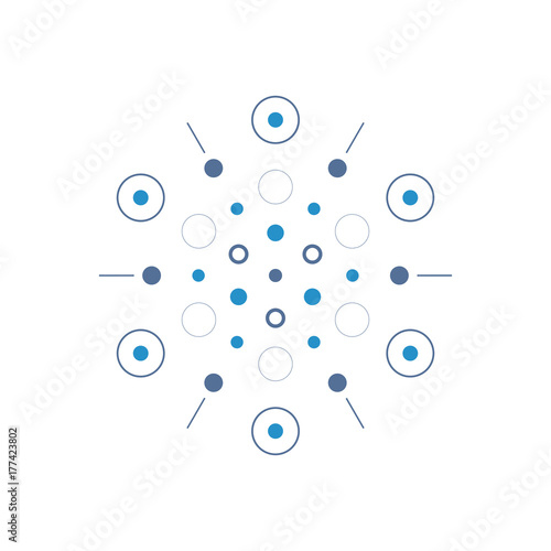 Abstract science logo template. Hexagonal element.