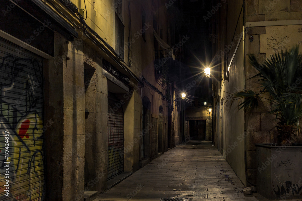 Streets of  Barcelona at night - 1
