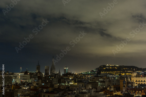 View of the roofs of Barcelona at night - 4
