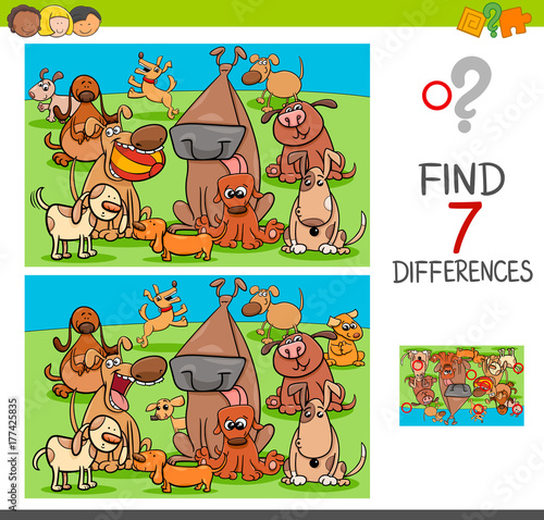 find differences game with dog characters