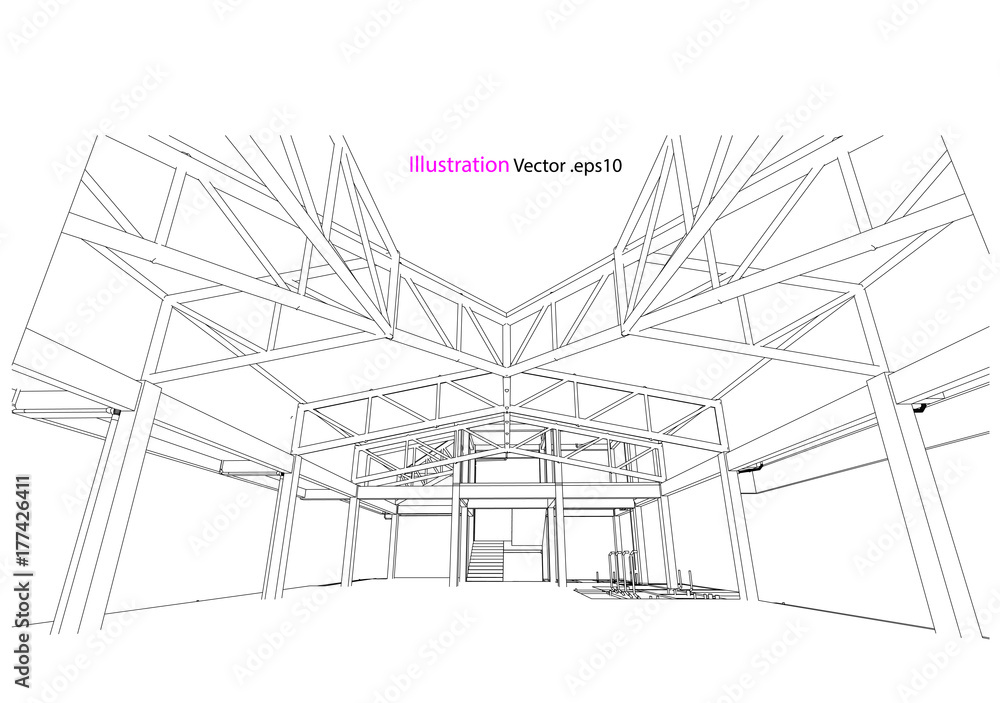Fototapeta premium construction building drawing vector model concept