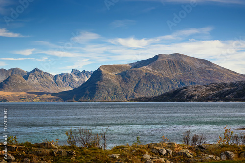 Beautiful mountain and sea landscape, Norway