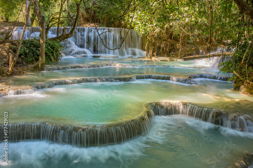 Fototapeta Naklejka Na Ścianę i Meble -  Kuang Si Waterfalls, Luang Phrabang, Laos.