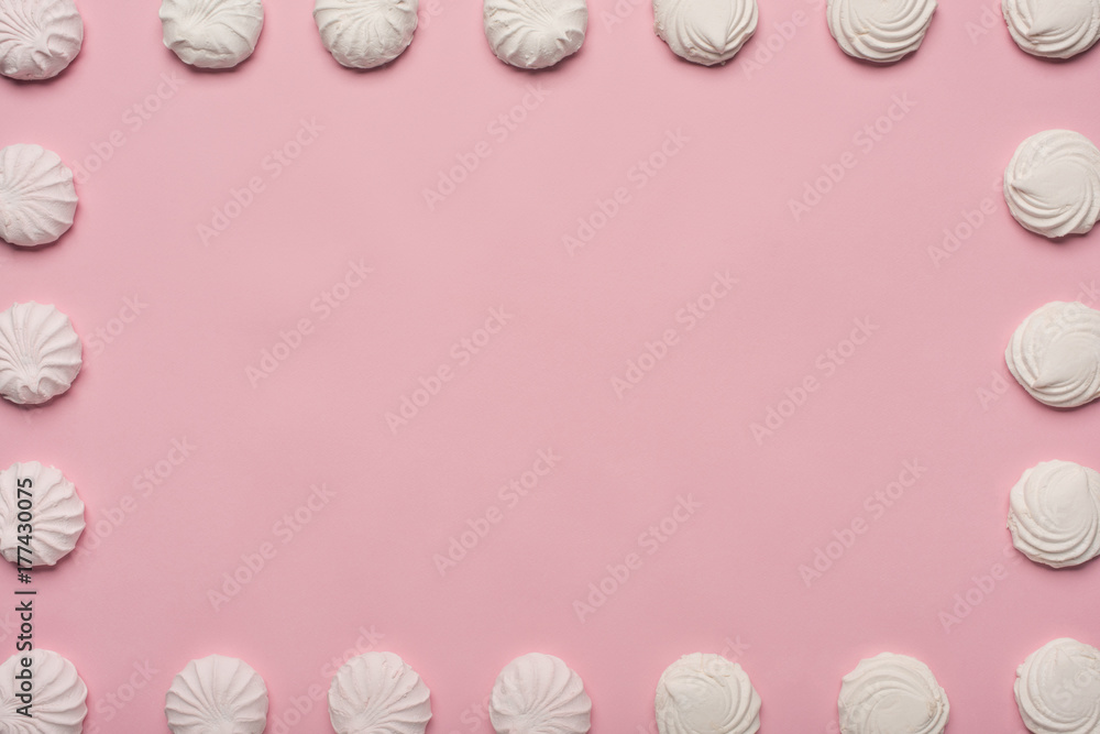 frame of white marshmallows frame of white marshmallows