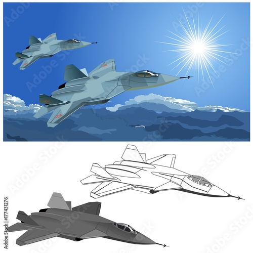 Vector modern stealth fighter