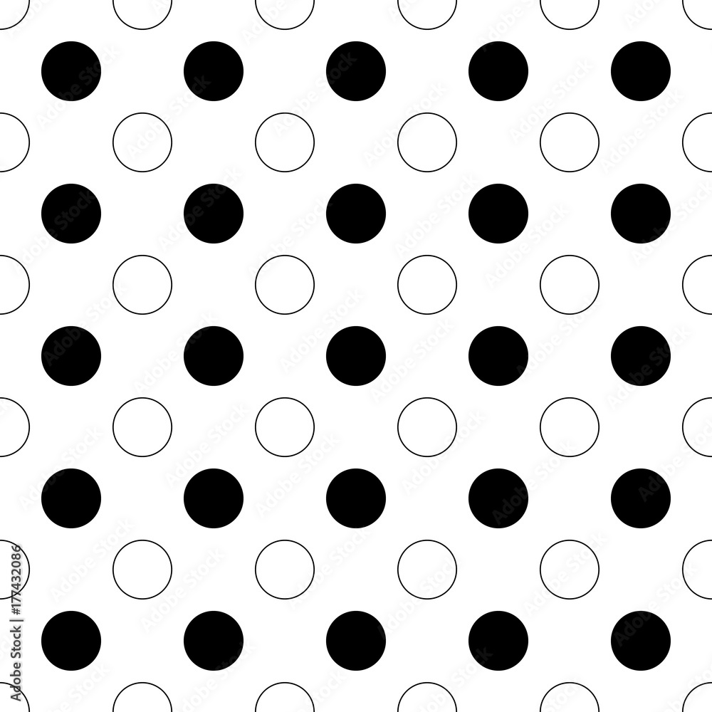 Seamless abstract monochrome polka dot pattern - simple halftone vector background graphic from circles