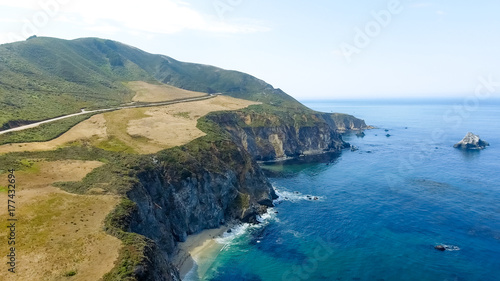 Aerial view of Big Sur coastline, California