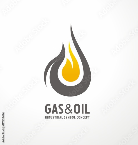 Gas and oil industrial logo design idea with oil drop and flame shape.