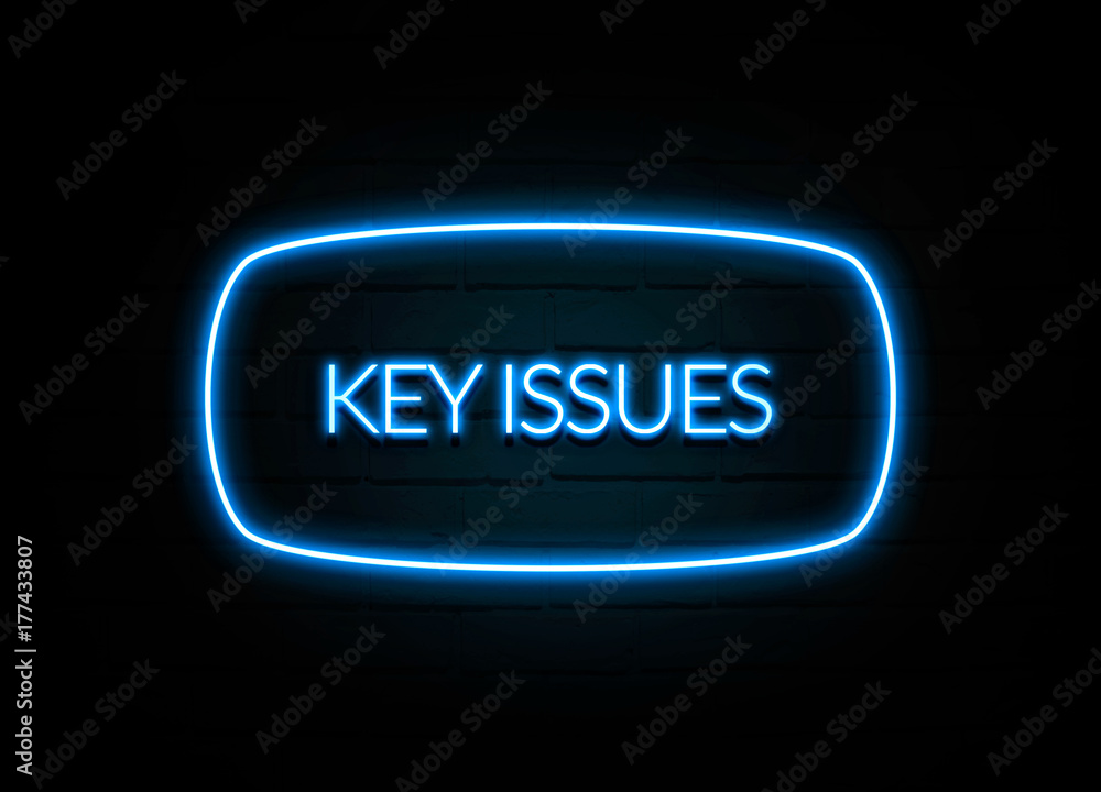 Key Issues  - colorful Neon Sign on brickwall