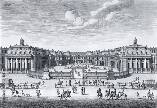 Fotografia Engraving depicting the Palace of Versailles