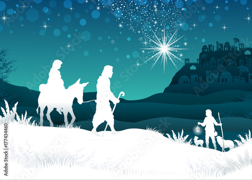 White Silhouette Mary and Joseph