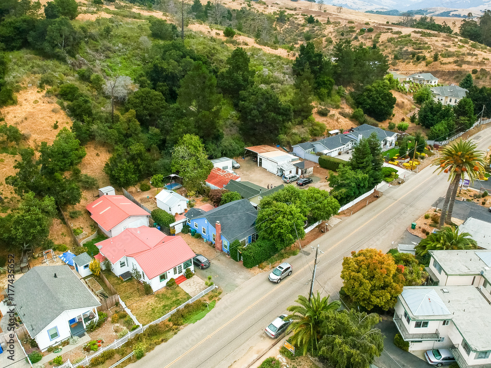 Aerial view of Cambria, California Aerial view of Cambria, California