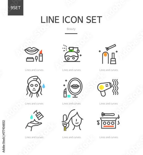 Beauty line icon set