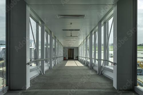 Walkway in airport, Inside bridge that headed to plane