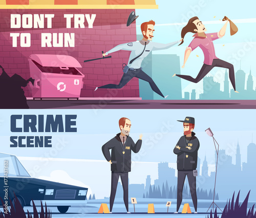 Two Horizontal Banners On Police Theme