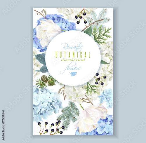 Hidrangea winter vertical banner