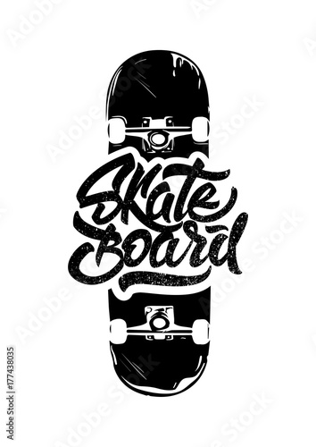 Black skate. Skateboard lettering for print on T-shirt