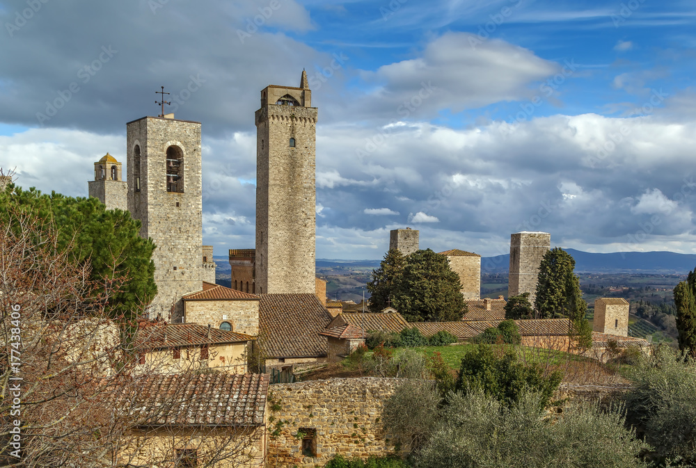 view of San Gimignano tower, Italy