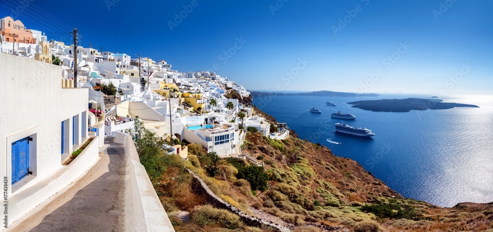 Obraz premium santorini fira panorama