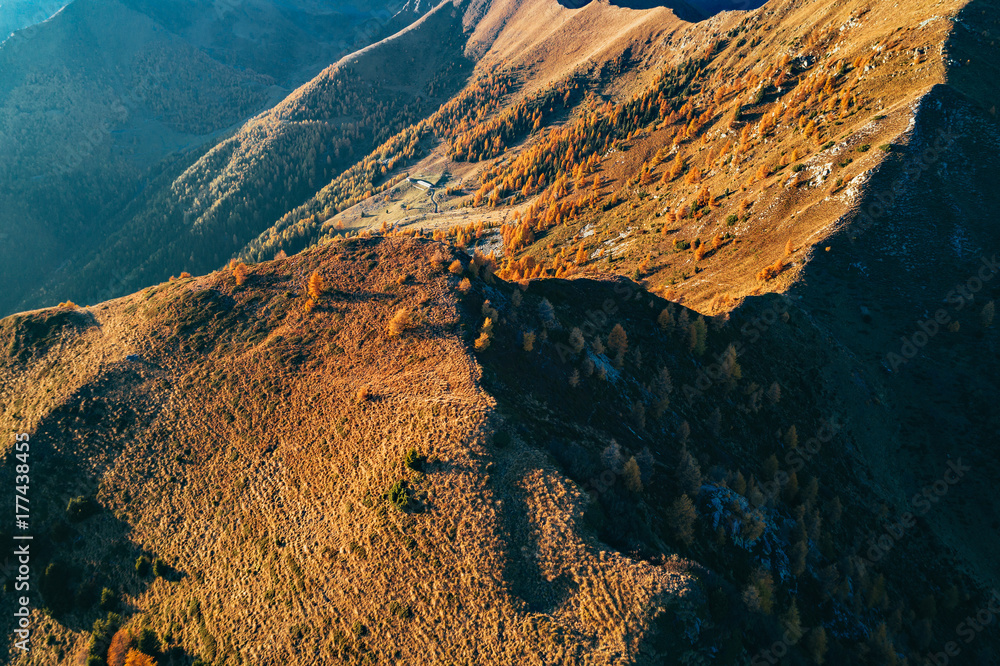 Sondrio - Valtellina (IT) - Vista aerea autunnale dell'Alpe Colina