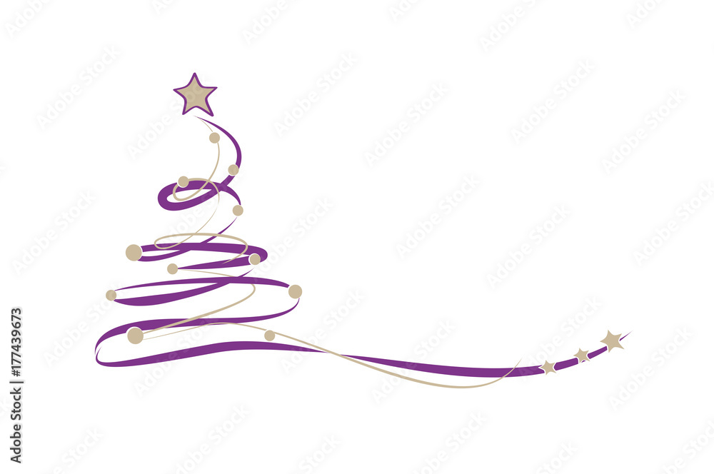 tannenbaum lilabeige mit kugeln Adobe Stock
