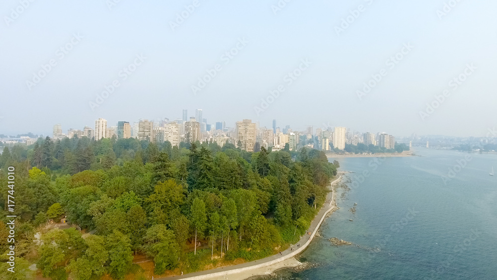 Aerial view of Vancouver skyline from Stanley Park, Canada Aerial view of Vancouver skyline from Stanley Park, Canada