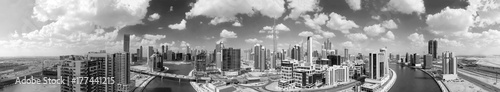 Downtown Dubai aerial view at sunset