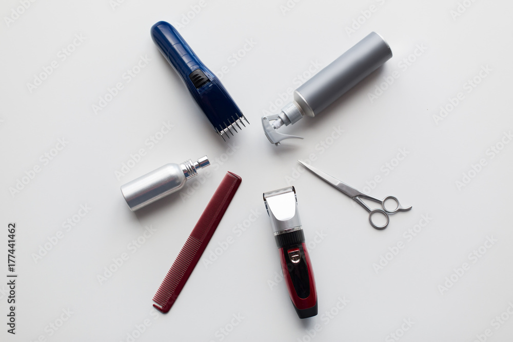 styling hair sprays, clippers, comb and scissors styling hair sprays, clippers, comb and scissors
