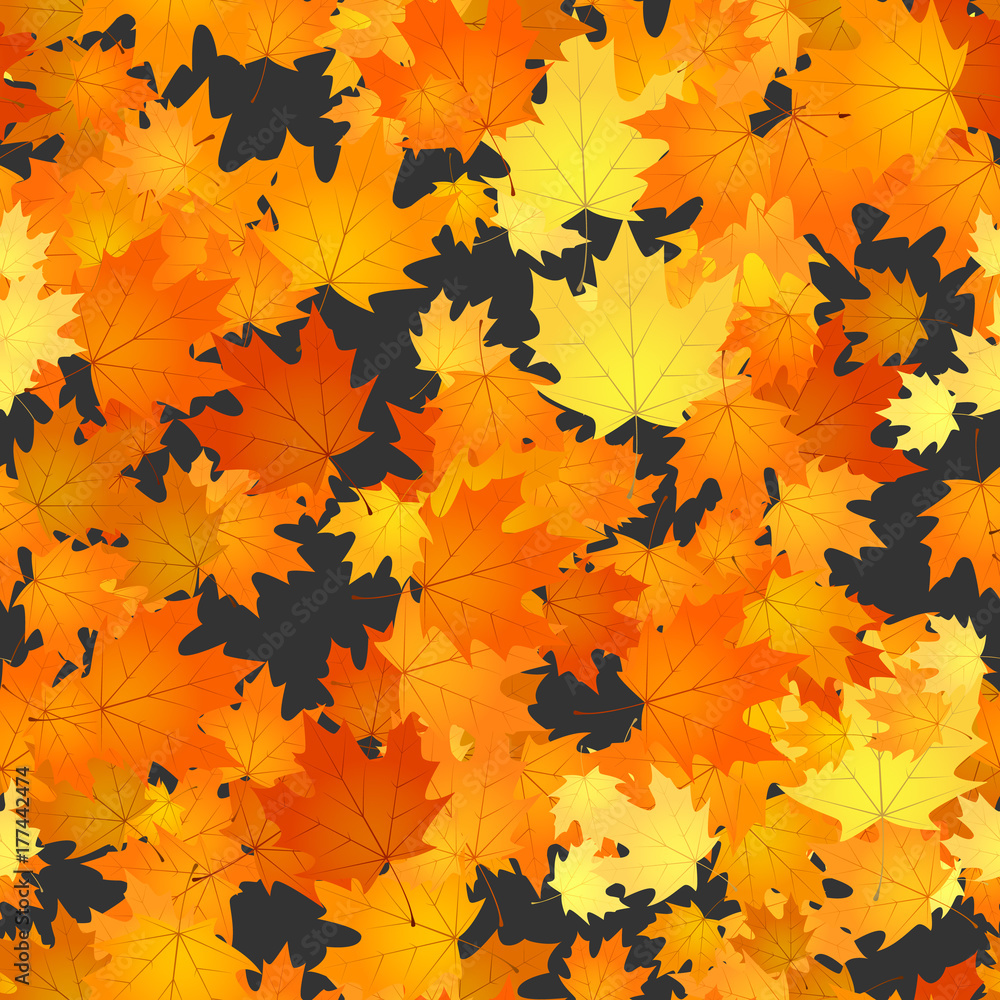 Seamless autumn floral pattern. Foliage background illustration Seamless autumn floral pattern. Foliage background illustration