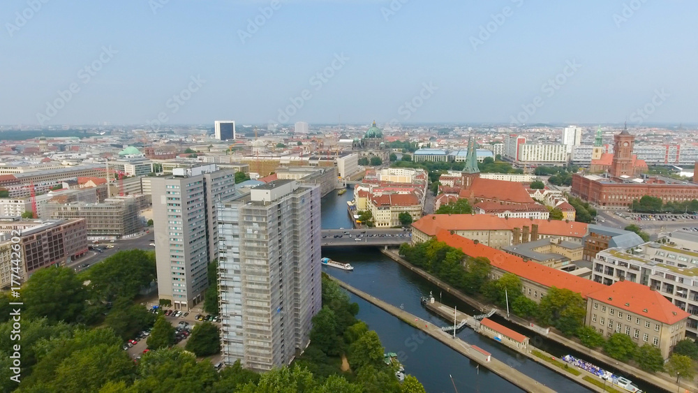 Aerial view of Berlin skyline, Germany