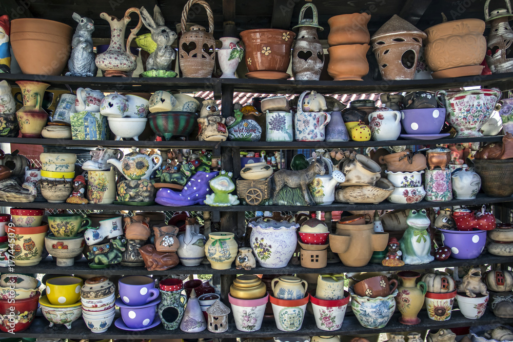 Fototapeta premium Village craft pottery shop