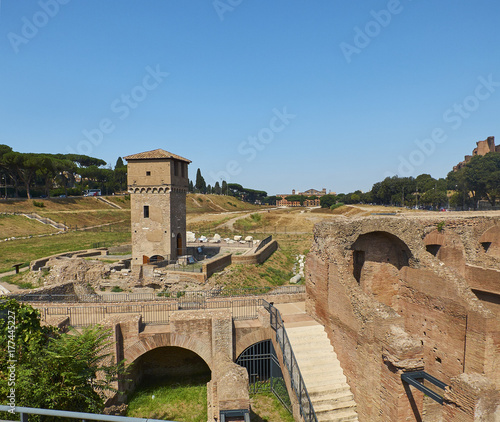 Canvastavla Circus Maximus in Palatine hill of Rome. Lazio, Italy.