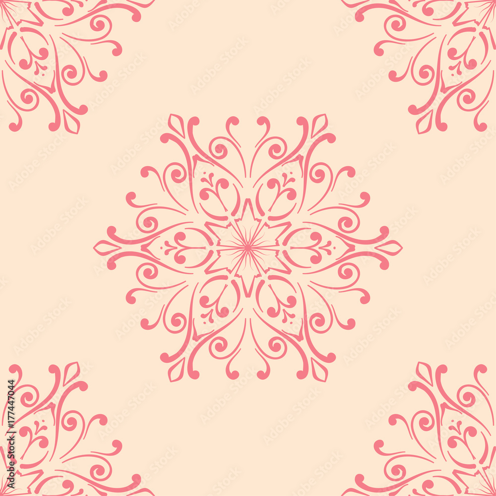 Red and beige floral seamless pattern Red and beige floral seamless pattern