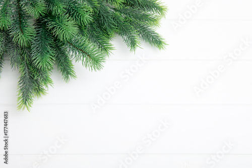 Christmas fir tree on the wooden board
