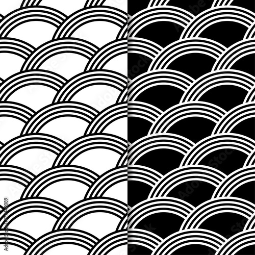 Black and white geometric seamless patterns