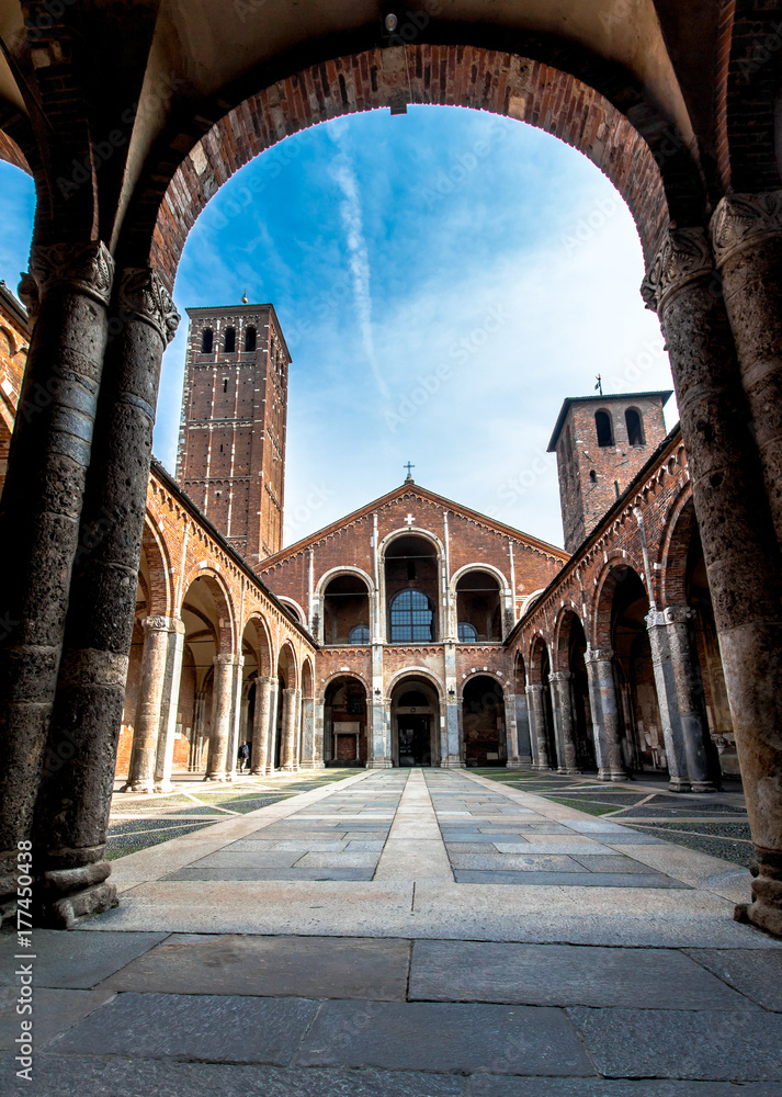 The Basilica of Sant'Ambrogio in Milan, Italy