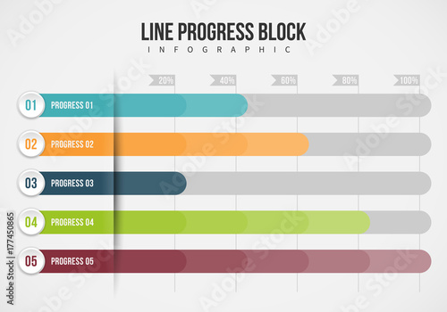 Line Progress Block Infographic