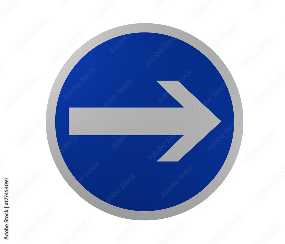Verkehrszeichen: Vorgeschriebene Fahrtrichtung, hier rechts Verkehrszeichen: Vorgeschriebene Fahrtrichtung, hier rechts