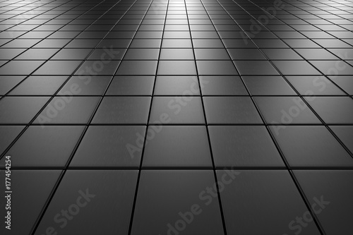 Steel tiles flooring perspective view