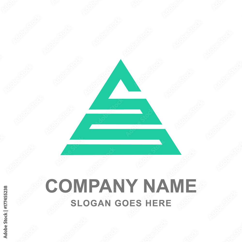 Geometric Triangle Pyramid A Letter Delta Logo Vector 