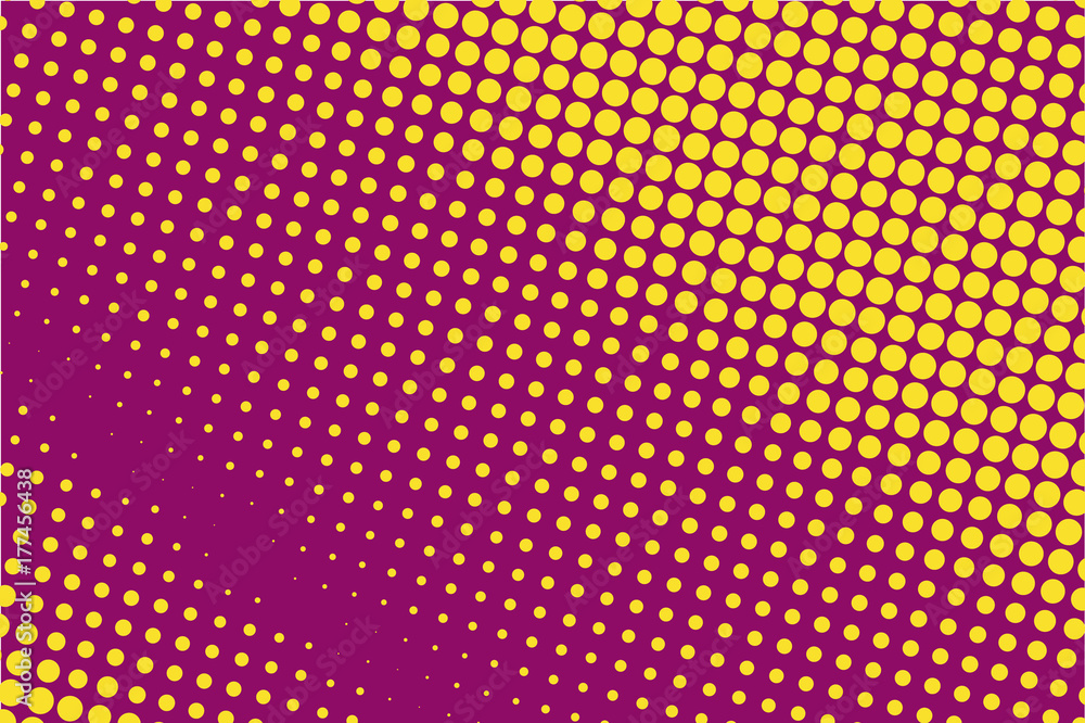 Comic pattern. Halftone background. Borpo, yellow color. Dotted retro backdrop, panels with dots, points, circles, rounds.
