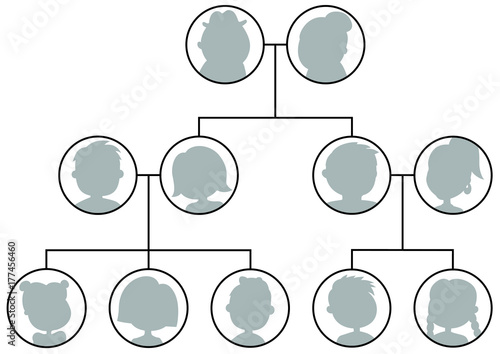 Cartoon vector illustration of simple silhouette family tree