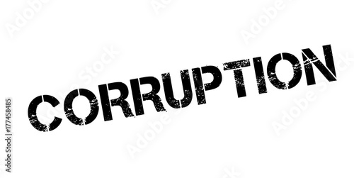 Corruption rubber stamp. Grunge design with dust scratches. Effects can be easily removed for a clean, crisp look. Color is easily changed.
