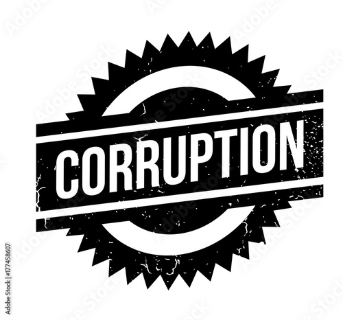 Corruption rubber stamp. Grunge design with dust scratches. Effects can be easily removed for a clean, crisp look. Color is easily changed.