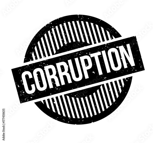 Corruption rubber stamp. Grunge design with dust scratches. Effects can be easily removed for a clean, crisp look. Color is easily changed.