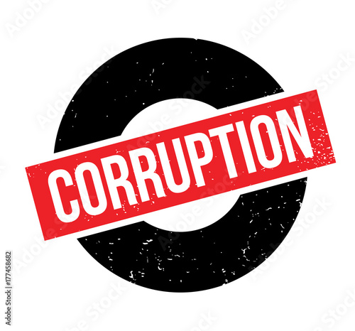 Corruption rubber stamp. Grunge design with dust scratches. Effects can be easily removed for a clean, crisp look. Color is easily changed.
