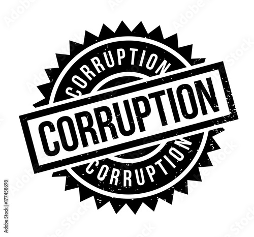 Corruption rubber stamp. Grunge design with dust scratches. Effects can be easily removed for a clean, crisp look. Color is easily changed.