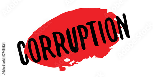 Corruption rubber stamp. Grunge design with dust scratches. Effects can be easily removed for a clean, crisp look. Color is easily changed.